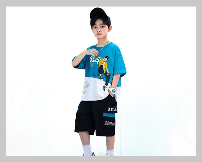 ACTLIVE Baby Boys Casual T-shirt Shorts(BLUE & WHITE)