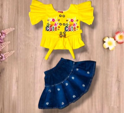 LITTLEMAMA Baby Girls Dora Party(Festive) Top Skirt(yellow)