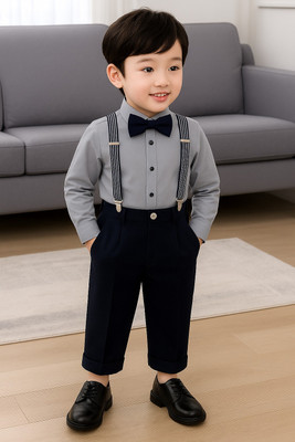 Bleckz Someck Boys Party(Festive) Shirt Pant(Grey)