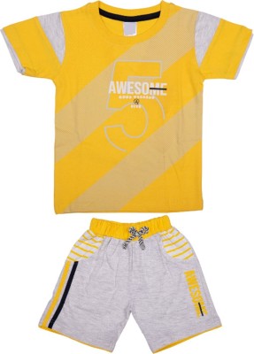 LAVISH CLUB Boys Casual T-shirt Shorts(Yellow)