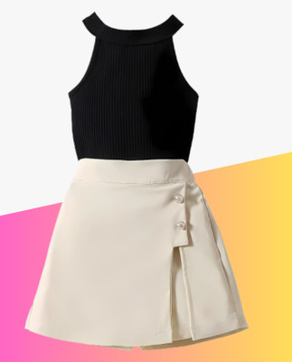 Riyanshi Trending Girls Party(Festive) Top Shorts(BLACK)