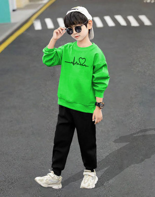 LGGARMENTS Boys Casual T-shirt Track Pants(Green_3)