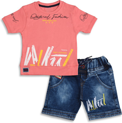 Worton Fashion Boys Casual T-shirt Shorts(PINK)