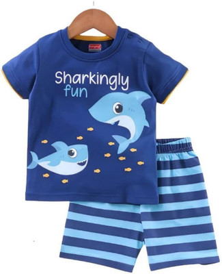 SANWARIA CLUB Baby Boys Casual T-shirt Shorts(Dark Blue)