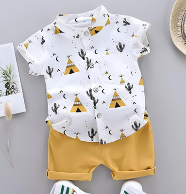 Vibe Trends Baby Boys & Baby Girls Party(Festive) Shirt Shorts(CLASSIC YELLOW)