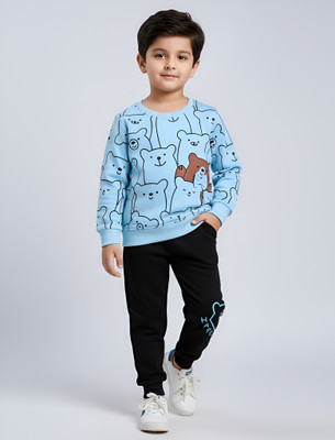 HyperFashion Baby Boys Casual T-shirt Track Pants(SKYBLUE)