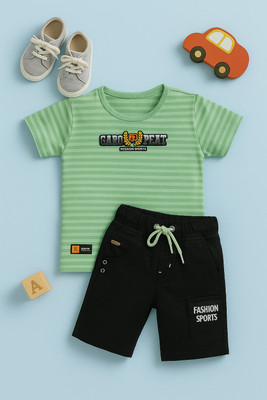 karnika Baby Boys Casual T-shirt Shorts(Green)