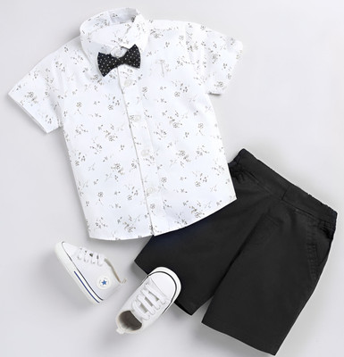 Kidsbrity Baby Boys & Baby Girls Party(Festive) Shirt Shorts(1001 WHITE BLACK)