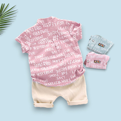 WinsKart Baby Boys & Baby Girls Casual Shirt Shorts(ALPHA_PINK_CHIKU)