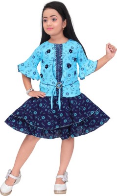 LINK KWALITY Girls Party(Festive) Top Skirt(Aqua blue)