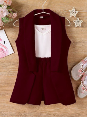 DENEEN FAB Girls Party(Festive) Jacket Shorts, Top(Maroon)