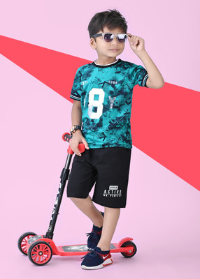 UniponKids Boys Casual T-shirt Shorts(Blue)