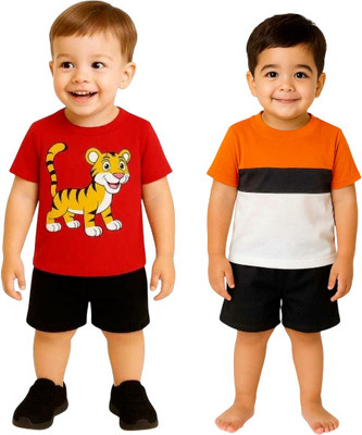 SEGRO Baby Boys & Baby Girls Casual T-shirt Shorts(RED, ORANGE)