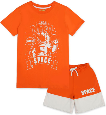 Spunkies Boys Casual T-shirt Pant(ORANGE)