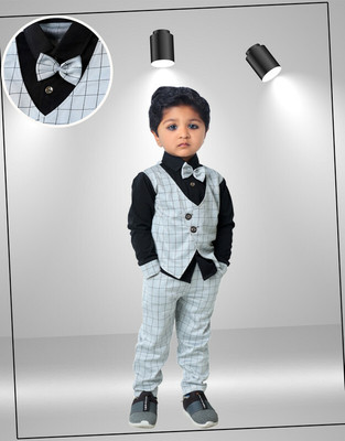 Fabizza Baby Boys Party(Festive) Waistcoat Pant(White)