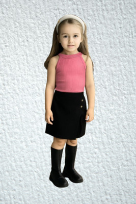 Riyanshi Collect Girls Casual Top Shorts(Pink, Black)