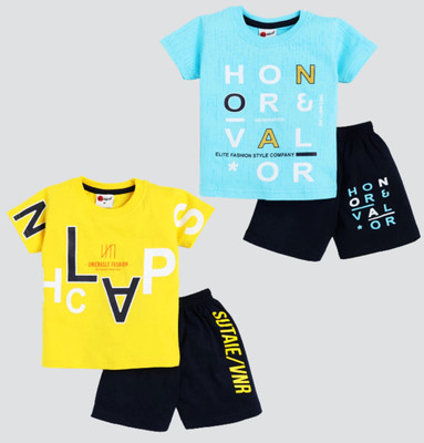 Mars Infiniti Boys Casual T-shirt Shorts(Yellow_Blue)