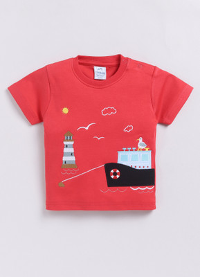 Dollar Baby Boys Casual T-shirt Pant(KWRN10036-RED-BLACK)