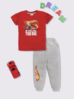 YK X Minute Mirth Boys & Girls Hulk Casual T-shirt Pant(Red)