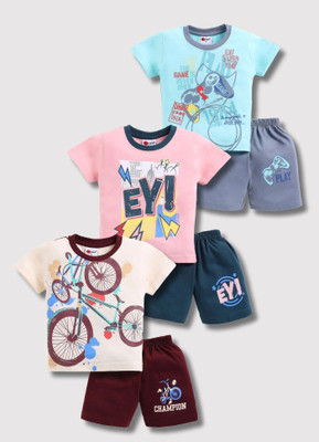 Mars Infiniti Boys Casual T-shirt Shorts(Light Blue, Cream, Pink)
