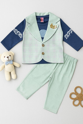 Flipkids Baby Boys & Baby Girls Casual Jacket T-shirt, Pant(MINT GREEN)