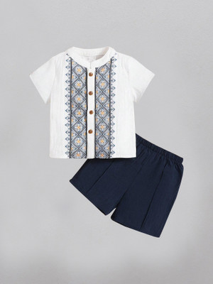 Sajavat Baby Boys Casual Shirt Shorts(BORDER BLUE_BLUE_White)