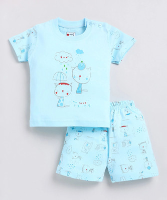 Mars Infiniti Baby Boys Casual T-shirt Shorts(Light Blue)