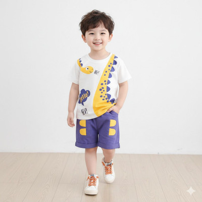 HouseOfCommon Baby Boys & Baby Girls Party(Festive) T-shirt Pant(Purple)