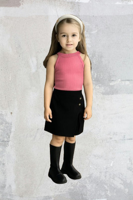 RIYASNHI Girls Casual Top Shorts(Pink, Black)