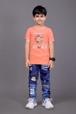 WONGVO Baby Boys Casual T-shirt Jeans(Peach)