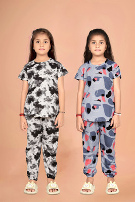 NVELIS Girls Casual T-shirt Pyjama(Multi 1)