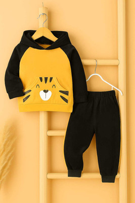 dhairyatraders Baby Boys & Baby Girls Casual Sweatshirt Track Pants(Black, Yellow)