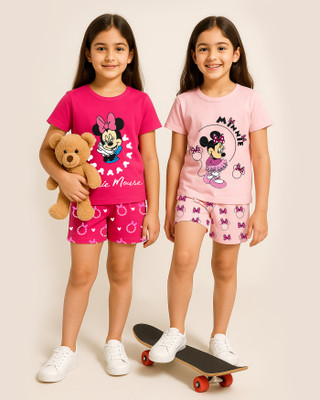 Kuchipoo Girls Casual T-shirt Shorts(Multicolor 146)
