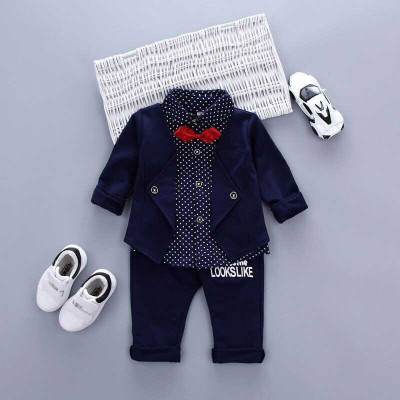 Litte Ones Baby Boys & Baby Girls Party(Festive) Jacket Pant(blue)