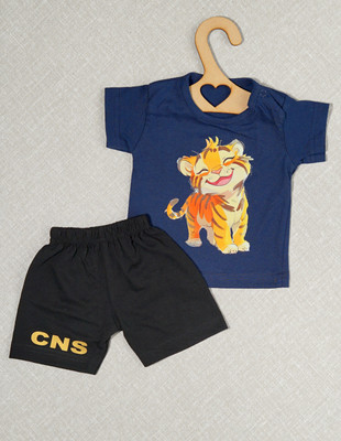 craze n stitch Baby Boys Casual T-shirt Pant(NEVY BLUE)