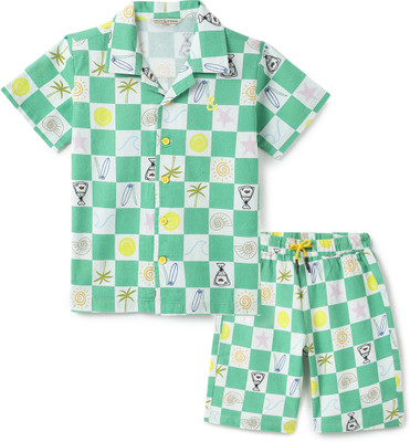 TALES & STORIES Boys Casual Shirt Shorts(Green)