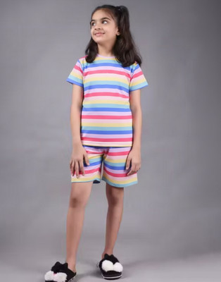 FEBVIBE Girls Casual T-shirt Shorts(Pink)