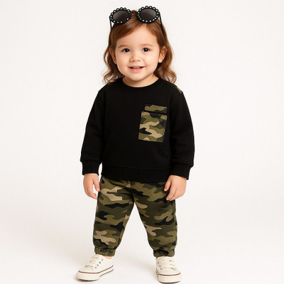 HouseOfCommon Baby Boys & Baby Girls Party(Festive) T-shirt Track Pants(Black)