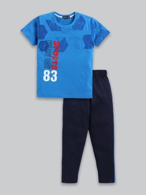 Todd N Teen Boys Casual T-shirt Track Pants(Blue)