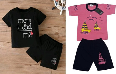 pankhu Baby Boys & Baby Girls Casual T-shirt Shorts(M+D_Ships)