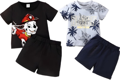 toystshirt Baby Boys & Baby Girls Casual T-shirt Shorts(Black,Red 1)