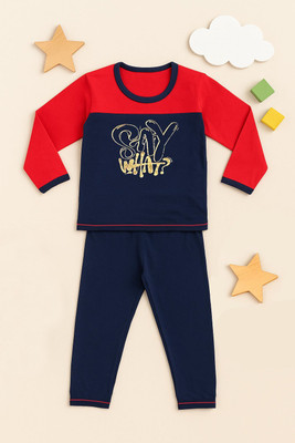 VACKY Boys & Girls Casual T-shirt Pant(Dark Blue)