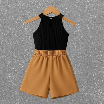 RIYANSHI Girls Casual Top Skirt(Black, Brown)