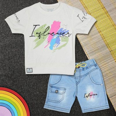 Worton Fashion Boys Casual T-shirt Shorts(White)