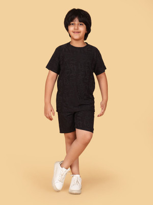 BUTRU Boys Casual T-shirt Shorts(BLACK)