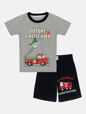 Lazy Shark Boys Casual T-shirt Shorts(Grey)