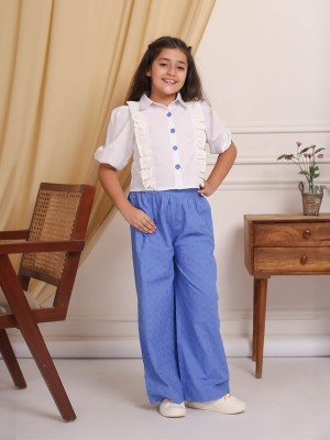 BUDDING BEES Girls Casual Top Pant(White)