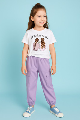 Zarmin Girls Party(Festive) T-shirt Pant(Purple F)