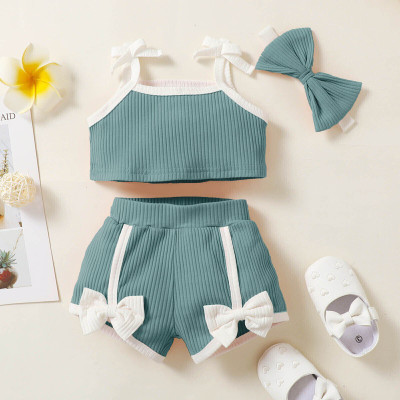 HouseOfCommon Baby Girls Disney Princess Party(Festive) Top Shorts, Hairband(GREEN)