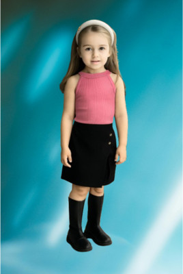 RIYASNHI Girls Casual Top Shorts(Pink, Black)
